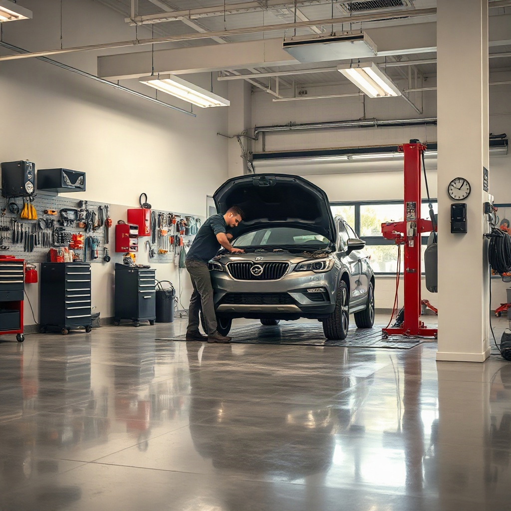 Oficina automotiva moderna e organizada